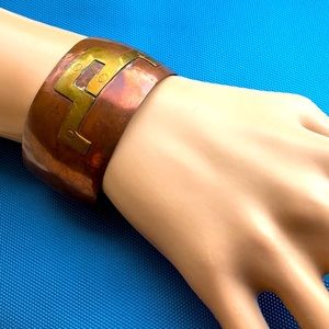 Vintage Mexico Copper brass Bull cuff bracelet